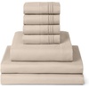 image:imageMellanni Queen Sheet Set  6Piece Iconic Collection Bedding  Including 4 Pillowcases 16Inch Deep Pocket Easy Care Extra Soft Cooling Sheets Brushed Microfiber  Beige1812 Beige