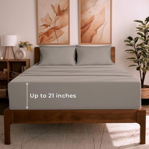 image:imageMellanni Queen Sheet Set  6Piece Iconic Collection Bedding  Including 4 Pillowcases 16Inch Deep Pocket Easy Care Extra Soft Cooling Sheets Brushed Microfiber  Blue Hydrangea1872 Tan