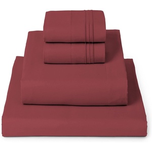 image:imageMellanni Queen Sheet Set  6Piece Iconic Collection Bedding  Including 4 Pillowcases 16Inch Deep Pocket Easy Care Extra Soft Cooling Sheets Brushed Microfiber  Golden Ivory1752 Brick Red