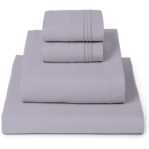 image:imageMellanni Queen Sheet Set  6Piece Iconic Collection Bedding  Including 4 Pillowcases 21Inch Extra Deep Pocket Easy Care Ultra Soft Cooling Sheets Brushed Microfiber  Light Gray1335 Lavender
