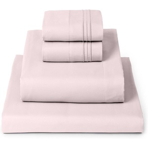 image:imageMellanni Queen Sheet Set  6Piece Iconic Collection Bedding  Including 4 Pillowcases 21Inch Extra Deep Pocket Easy Care Ultra Soft Cooling Sheets Brushed Microfiber  Light Gray1172 Blush Pink
