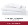 image:imageMellanni 400TC Cotton Sateen Sheets Queen Denim Blue 4 Piece Set  Smooth 100 cotton weave 15 in fitted pocket flat 90 x 102 2 pillowcases machine washable denim blue beddingWhite