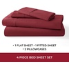 image:imageMellanni 400TC Cotton Sateen Sheets Queen Denim Blue 4 Piece Set  Smooth 100 cotton weave 15 in fitted pocket flat 90 x 102 2 pillowcases machine washable denim blue beddingBurgundy