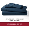image:imageMellanni 400TC Cotton Sateen Sheets Queen Denim Blue 4 Piece Set  Smooth 100 cotton weave 15 in fitted pocket flat 90 x 102 2 pillowcases machine washable denim blue beddingNavy