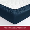 image:imageMellanni 400TC Cotton Sateen Sheets Queen Denim Blue 4 Piece Set  Smooth 100 cotton weave 15 in fitted pocket flat 90 x 102 2 pillowcases machine washable denim blue beddingNavy