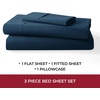 image:imageMellanni 400TC Cotton Sateen Sheets Queen Denim Blue 4 Piece Set  Smooth 100 cotton weave 15 in fitted pocket flat 90 x 102 2 pillowcases machine washable denim blue beddingNavy
