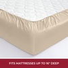 image:imageMellanni 400TC Cotton Sateen Sheets Queen Denim Blue 4 Piece Set  Smooth 100 cotton weave 15 in fitted pocket flat 90 x 102 2 pillowcases machine washable denim blue beddingBeige