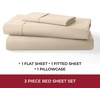 image:imageMellanni 400TC Cotton Sateen Sheets Queen Denim Blue 4 Piece Set  Smooth 100 cotton weave 15 in fitted pocket flat 90 x 102 2 pillowcases machine washable denim blue beddingBeige