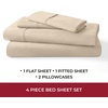 image:imageMellanni 400TC Cotton Sateen Sheets Queen Denim Blue 4 Piece Set  Smooth 100 cotton weave 15 in fitted pocket flat 90 x 102 2 pillowcases machine washable denim blue beddingBeige