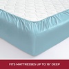 image:imageMellanni 400TC Cotton Sateen Sheets Queen Denim Blue 4 Piece Set  Smooth 100 cotton weave 15 in fitted pocket flat 90 x 102 2 pillowcases machine washable denim blue beddingLight Blue