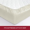 image:imageMellanni 400TC Cotton Sateen Sheets Queen Denim Blue 4 Piece Set  Smooth 100 cotton weave 15 in fitted pocket flat 90 x 102 2 pillowcases machine washable denim blue beddingIvory