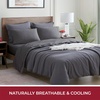 image:imageMellanni 400TC Cotton Sateen Sheets Queen Denim Blue 4 Piece Set  Smooth 100 cotton weave 15 in fitted pocket flat 90 x 102 2 pillowcases machine washable denim blue beddingIvory