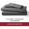 image:imageMellanni 400TC Cotton Sateen Sheets Queen Denim Blue 4 Piece Set  Smooth 100 cotton weave 15 in fitted pocket flat 90 x 102 2 pillowcases machine washable denim blue beddingGray