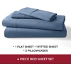 image:imageMellanni 400TC Cotton Sateen Sheets Queen Denim Blue 4 Piece Set  Smooth 100 cotton weave 15 in fitted pocket flat 90 x 102 2 pillowcases machine washable denim blue beddingDenim Blue