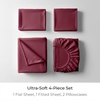 image:imageMellanni Cotton Flannel Sheet Set  Double Brushed for Added Softness amp Comfort  Deep Pocket Fitted Sheet up to 16 4 Piece Set Queen WhiteF565 Burgundy