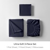 image:imageMellanni Cotton Flannel Sheet Set  Double Brushed for Added Softness amp Comfort  Deep Pocket Fitted Sheet up to 16 4 Piece Set Queen WhiteF875 Navy