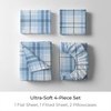 image:imageMellanni Cotton Flannel Sheet Set  Double Brushed for Added Softness amp Comfort  Deep Pocket Fitted Sheet up to 16 4 Piece Set Queen WhiteF970 Light Blue Plaid