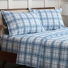 image:imageMellanni Cotton Flannel Sheet Set  Double Brushed for Added Softness amp Comfort  Deep Pocket Fitted Sheet up to 16 4 Piece Set Queen WhiteF970 Light Blue Plaid