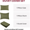 image:imageMellanni Duvet Cover Set  5 PC Iconic Collection Bedding Set  Hotel Luxury Extra Soft amp Cooling  Microfiber  Button Closure and Corner Ties Queen White1436 Sage