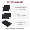 image:imageMellanni Duvet Cover Set  5 PC Iconic Collection Bedding Set  Hotel Luxury Extra Soft amp Cooling  Microfiber  Button Closure and Corner Ties Queen White1990 Black