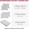 image:imageMellanni Duvet Cover Set  5 PC Iconic Collection Bedding Set  Hotel Luxury Extra Soft amp Cooling  Microfiber  Button Closure and Corner Ties Queen White1364 Light Gray