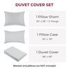 image:imageMellanni Duvet Cover Set  5 PC Iconic Collection Bedding Set  Hotel Luxury Extra Soft amp Cooling  Microfiber  Button Closure and Corner Ties Queen White1364 Light Gray