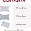image:imageMellanni Duvet Cover Set  5 PC Iconic Collection Bedding Set  Hotel Luxury Extra Soft amp Cooling  Microfiber  Button Closure and Corner Ties Queen White8561 Laced Sky Blue