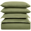 image:imageMellanni Duvet Cover Set  5 PC Iconic Collection Bedding Set  Hotel Luxury Extra Soft amp Cooling  Microfiber  Button Closure and Corner Ties Queen White1436 Sage