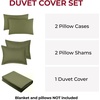 image:imageMellanni Duvet Cover Set  5 PC Iconic Collection Bedding Set  Hotel Luxury Extra Soft amp Cooling  Microfiber  Button Closure and Corner Ties Queen White1436 Sage