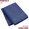 image:imageMellanni Pillow Cases  Luxury Extra Soft  Cooling Pillow Covers  2 PC Iconic Collection Pillowcases  Envelope Closure StandardQueen 20 x 30 White1593 Blue Nova