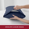 image:imageMellanni Pillow Cases  Luxury Extra Soft  Cooling Pillow Covers  2 PC Iconic Collection Pillowcases  Envelope Closure StandardQueen 20 x 30 White1959 Navy Blue