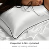 image:imageMellanni Pure Silk Pillowcase Standard Size  Perfect for Hair and Skin  Preventing Wrinkles  Easy Care  Naturally Cooling Silk Pillow Cover with Hidden Zipper Standard PinkWhite  Black Piping