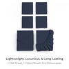 image:imageMellanni Queen Sheet Set  6Piece Iconic Collection Bedding  Including 4 Pillowcases 16Inch Deep Pocket Easy Care Extra Soft Cooling Sheets Brushed Microfiber  Blush Pink1959 Navy Blue