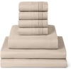 image:imageMellanni Queen Sheet Set  6Piece Iconic Collection Bedding  Including 4 Pillowcases 16Inch Deep Pocket Easy Care Extra Soft Cooling Sheets Brushed Microfiber  White1812 Beige