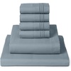 image:imageMellanni Queen Sheet Set  6Piece Iconic Collection Bedding  Including 4 Pillowcases 16Inch Deep Pocket Easy Care Extra Soft Cooling Sheets Brushed Microfiber  White1583 Spa Blue