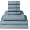 image:imageMellanni Queen Sheet Set  6Piece Iconic Collection Bedding  Including 4 Pillowcases 16Inch Deep Pocket Easy Care Extra Soft Cooling Sheets Brushed Microfiber  White1583 Spa Blue