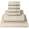 image:imageMellanni Queen Sheet Set  6Piece Iconic Collection Bedding  Including 4 Pillowcases 16Inch Deep Pocket Easy Care Extra Soft Cooling Sheets Brushed Microfiber  White1812 Beige