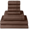 image:imageMellanni Queen Sheet Set  6Piece Iconic Collection Bedding  Including 4 Pillowcases 16Inch Deep Pocket Easy Care Extra Soft Cooling Sheets Brushed Microfiber  White1887 Brown