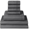 image:imageMellanni Queen Sheet Set  6Piece Iconic Collection Bedding  Including 4 Pillowcases 16Inch Deep Pocket Easy Care Extra Soft Cooling Sheets Brushed Microfiber  White1394 Gray
