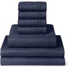 image:imageMellanni Queen Sheet Set  6Piece Iconic Collection Bedding  Including 4 Pillowcases 16Inch Deep Pocket Easy Care Extra Soft Cooling Sheets Brushed Microfiber  White1959 Navy Blue