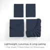 image:imageMellanni Queen Sheet Set  6Piece Iconic Collection Bedding  Including 4 Pillowcases 16Inch Deep Pocket Easy Care Extra Soft Cooling Sheets Brushed Microfiber  White1959 Navy Blue