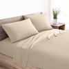image:imageMellanni 400TC Cotton Sateen Sheets Queen Denim Blue 4 Piece Set  Smooth 100 cotton weave 15 in fitted pocket flat 90 x 102 2 pillowcases machine washable denim blue beddingBeige