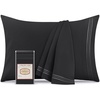 image:imageMellanni Pillow Cases  Luxury Extra Soft  Cooling Pillow Covers  2 PC Iconic Collection Pillowcases  Envelope Closure StandardQueen 20 x 30 White1990 Black