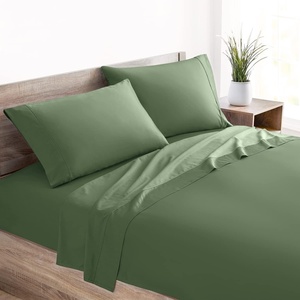 image:imageMellanni 400TC Cotton Sateen Sheets Queen Denim Blue 4 Piece Set  Smooth 100 cotton weave 15 in fitted pocket flat 90 x 102 2 pillowcases machine washable denim blue beddingGreen