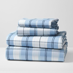 image:imageMellanni Cotton Flannel Sheet Set  Double Brushed for Added Softness amp Comfort  Deep Pocket Fitted Sheet up to 16 4 Piece Set Queen WhiteF970 Light Blue Plaid