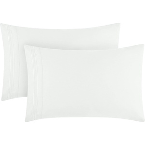image:imageMellanni Pillow Cases  Luxury Extra Soft  Cooling Pillow Covers  2 PC Iconic Collection Pillowcases  Envelope Closure StandardQueen 20 x 30 White1126 Ivory