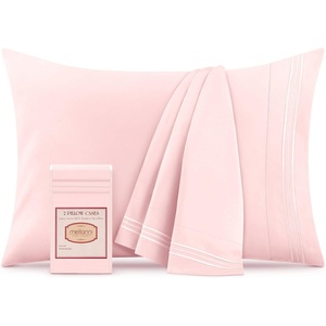 image:imageMellanni Pillow Cases  Luxury Extra Soft  Cooling Pillow Covers  2 PC Iconic Collection Pillowcases  Envelope Closure StandardQueen 20 x 30 White1172 Blush Pink