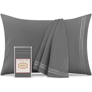 image:imageMellanni Pillow Cases  Luxury Extra Soft  Cooling Pillow Covers  2 PC Iconic Collection Pillowcases  Envelope Closure StandardQueen 20 x 30 White1394 Gray