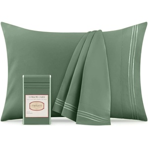image:imageMellanni Pillow Cases  Luxury Extra Soft  Cooling Pillow Covers  2 PC Iconic Collection Pillowcases  Envelope Closure StandardQueen 20 x 30 White1436 Sage