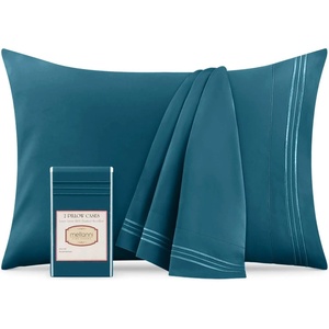 image:imageMellanni Pillow Cases  Luxury Extra Soft  Cooling Pillow Covers  2 PC Iconic Collection Pillowcases  Envelope Closure StandardQueen 20 x 30 White1455 Teal